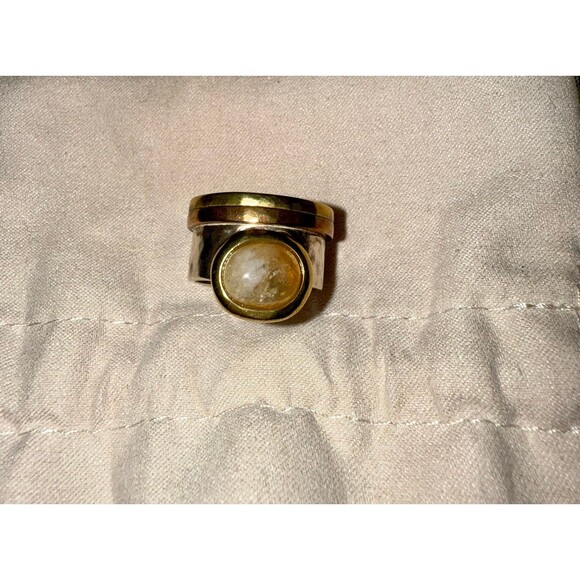 SILPADA Sterling Silver Ring Size 8 Womens Citrine Artisan Tri Tone Copper Wide - Picture 1 of 5